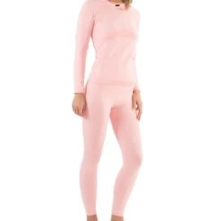 Womens Five Seasons Superwoman Thermal Base Layer Set PALE PINK