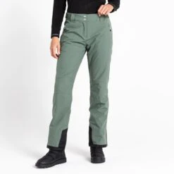 Womens Dare2b EFFUSED II DUCK GREEN Soft Shell Ski Pant- SHORT LEG EXCLUSIVE