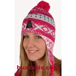 Peruvian Style Acrylic Wool Hat, 4 Colours (Blue, Grey, Pink, Black) -Cheap Ski Store b3887e768846818e92d68b1c7e0c7302