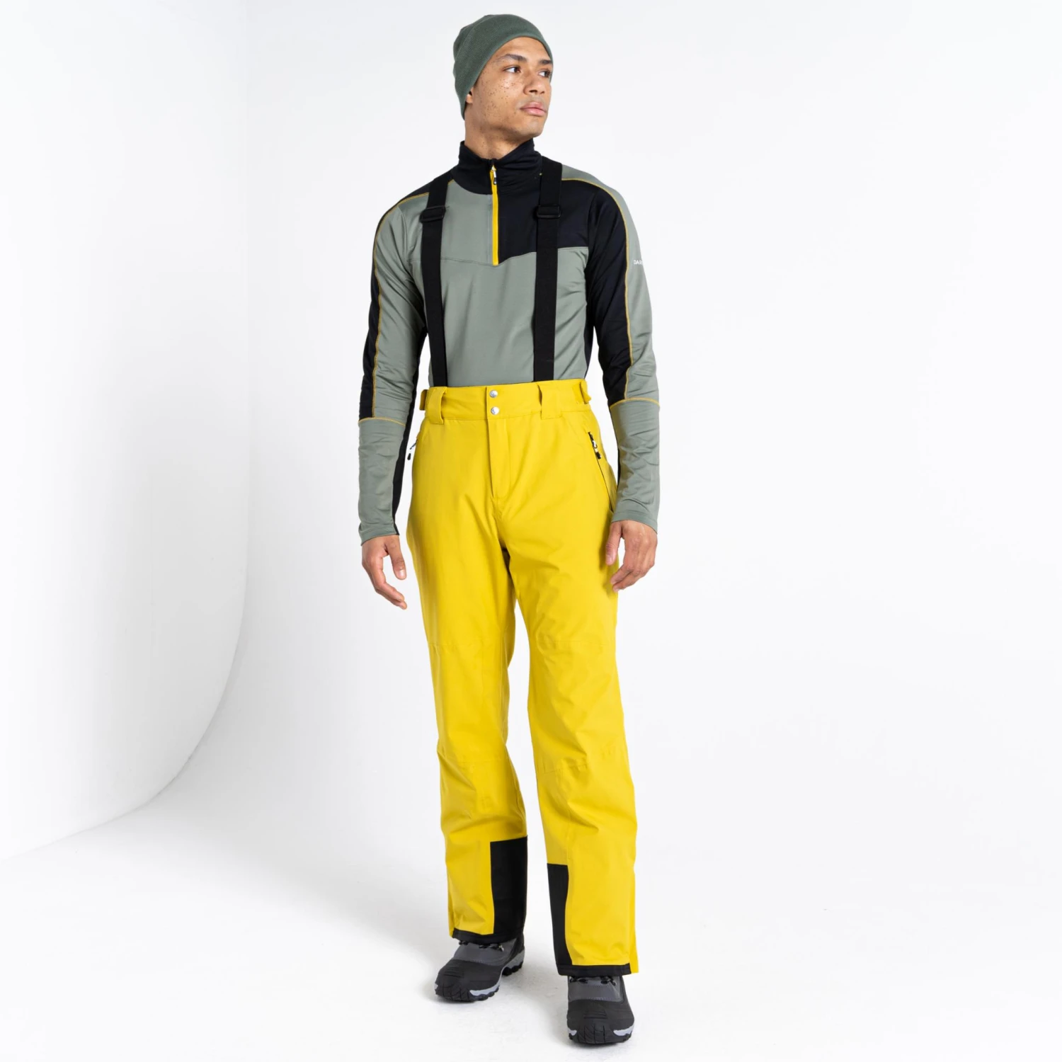 Mens Dare2b ACHIEVE II Antique Moss Yellow Soft Shell Ski Pant- SHORT LEG EXCLUSIVE 4 Mens Dare2b ACHIEVE II Antique Moss Yellow Soft Shell Ski Pant- SHORT LEG EXCLUSIVE - Image 2